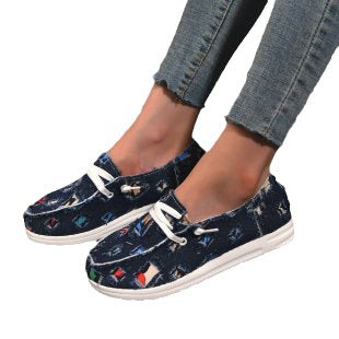 Damen modische Slip-On Sneakers mit buntem Motiv Stalluxe
