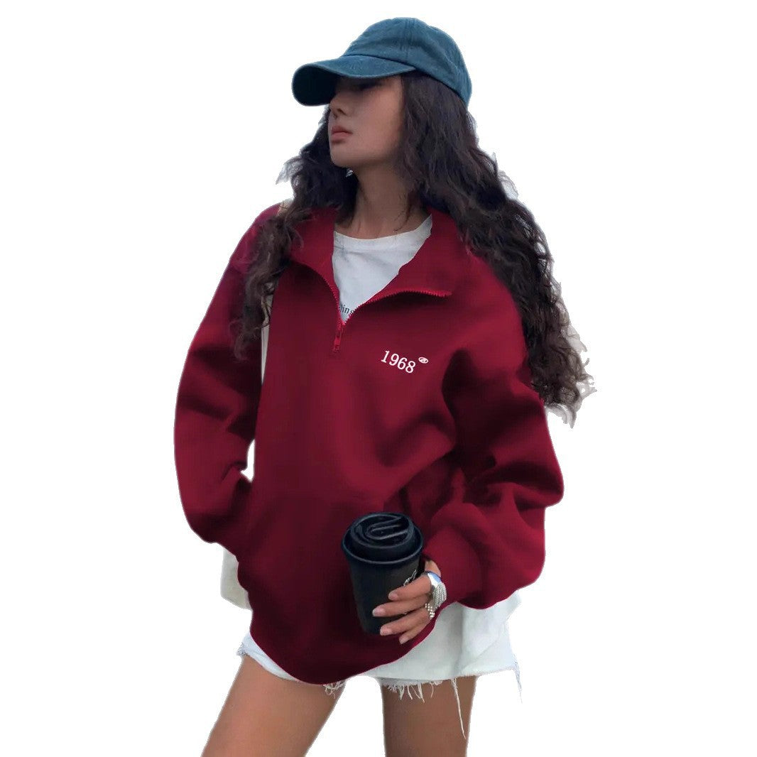 Damen Fleece-Hoodie mit hohem Kragen und halbem Reißverschluss Stalluxe