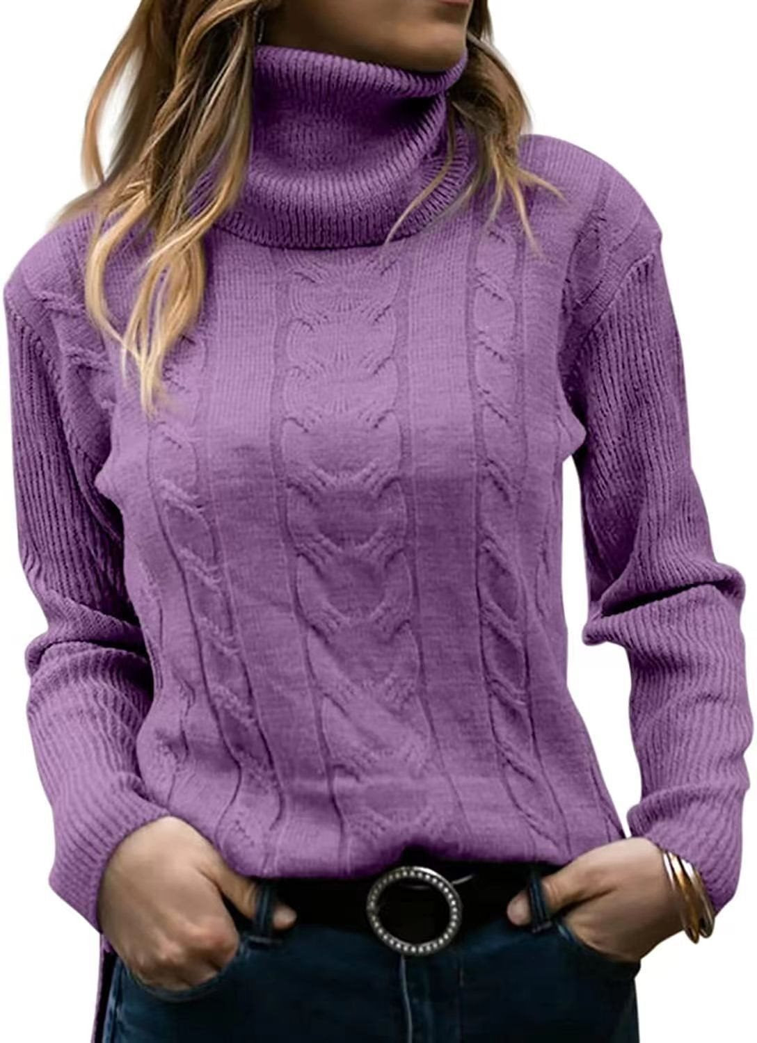 Damen Strickpullover mit hohem Kragen und strukturiertem Zopfmuster Stalluxe