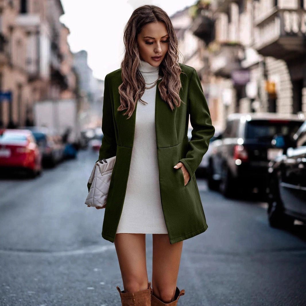 Damen elegante Langjacke mit Struktur Stalluxe