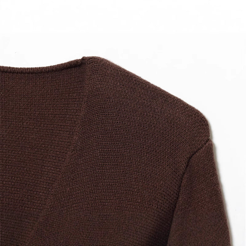 Damen modischer V-Ausschnitt Strickpullover mit taillierbarem Bindegürtel Stalluxe