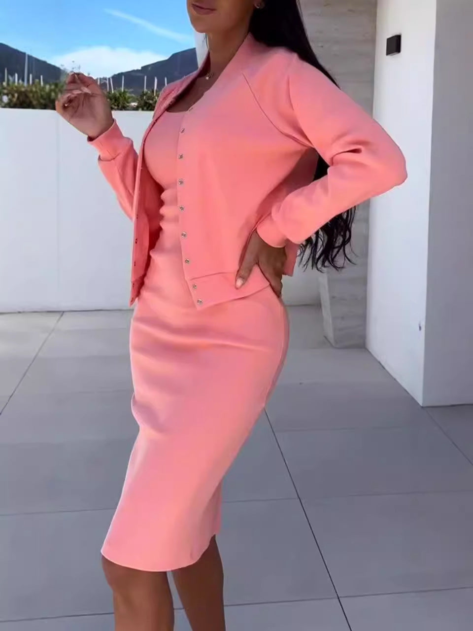 Damen sportliches Kleid mit modischer Jacke Stalluxe