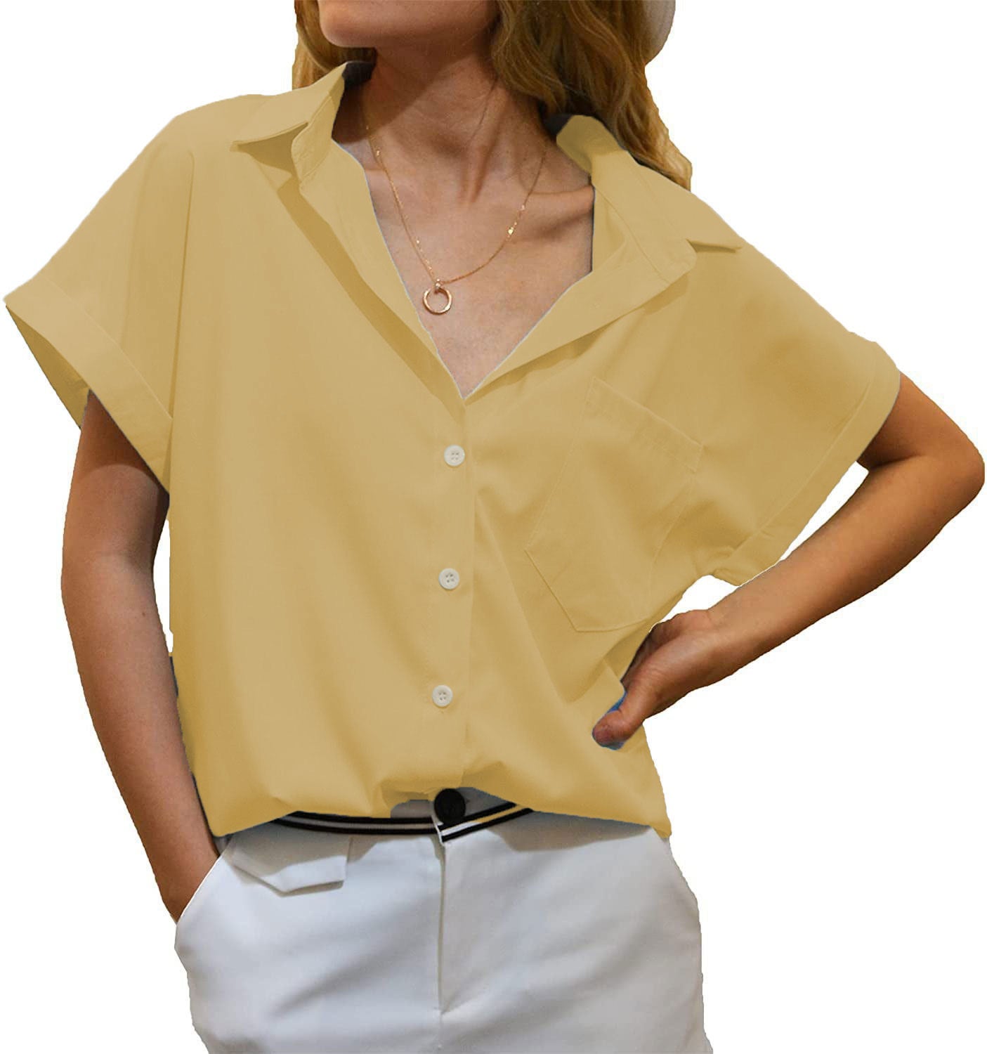 Damen elegant geschnittene Kurzarmbluse Stalluxe