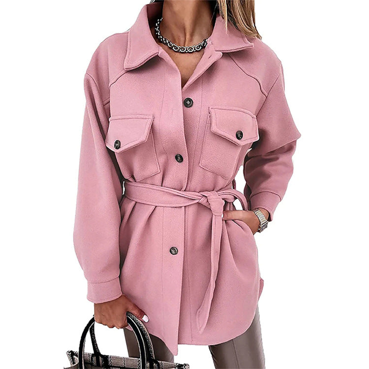 Damen Oversize-Hemdjacke mit praktischen Taschen und modernem Kragen Stalluxe
