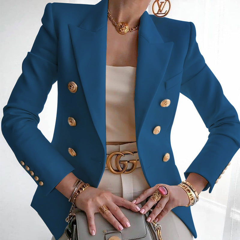 Damen Elegante taillierte Blazerjacke mit goldenen Knöpfen Stalluxe