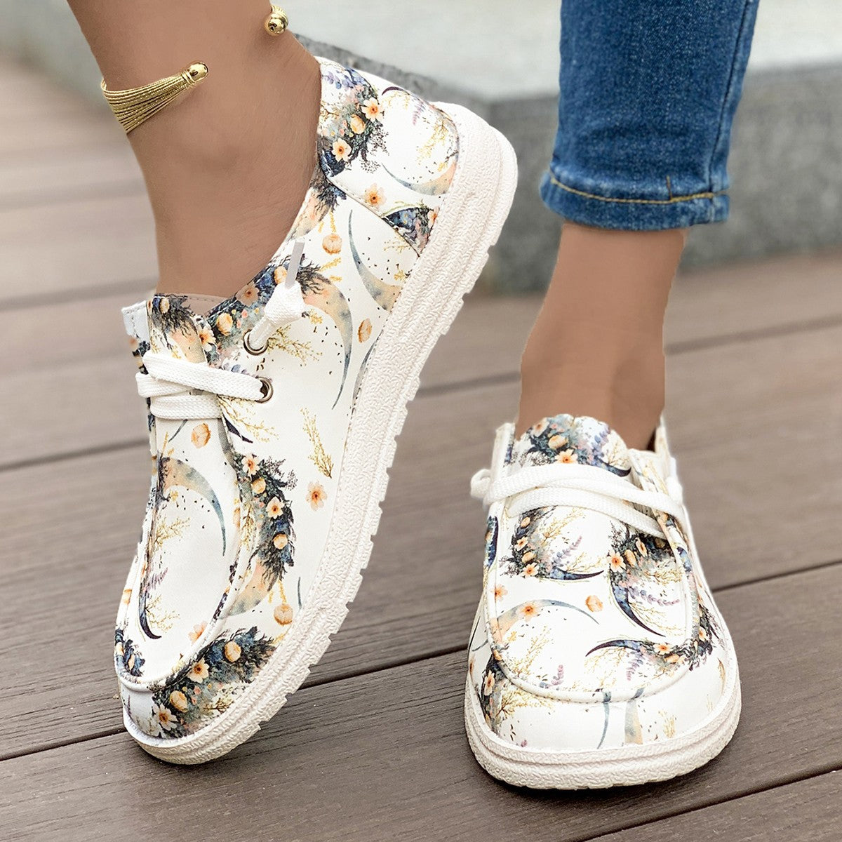 Damen Freizeitschuhe mit einzigartigem grafischen Design und komfortabler Gummisohle Stalluxe