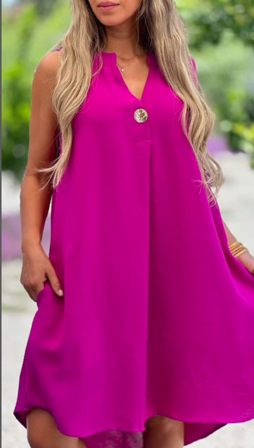 Damen lässiges Sommerkleid mit eleganter Knopfleiste Stalluxe
