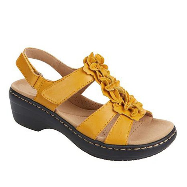 Damen Sandalen mit modischer Blütenapplikation und ergonomischer Fußbettung Stalluxe
