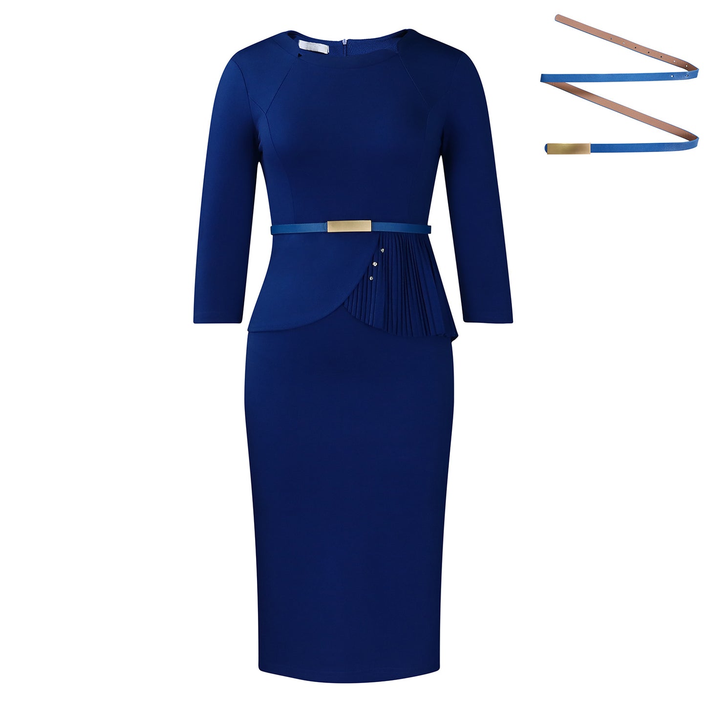 Damen Figurbetontes Kleid mit Raffungen und Gürtel Stalluxe