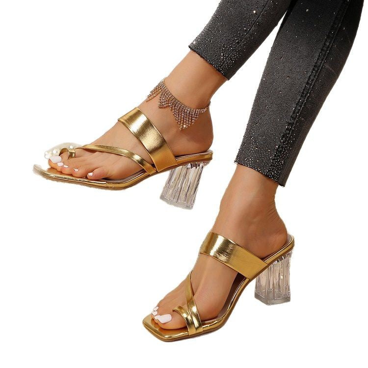 Damen elegante Absatzsandalen mit transparenten Blockabsätzen und modischem Design Stalluxe