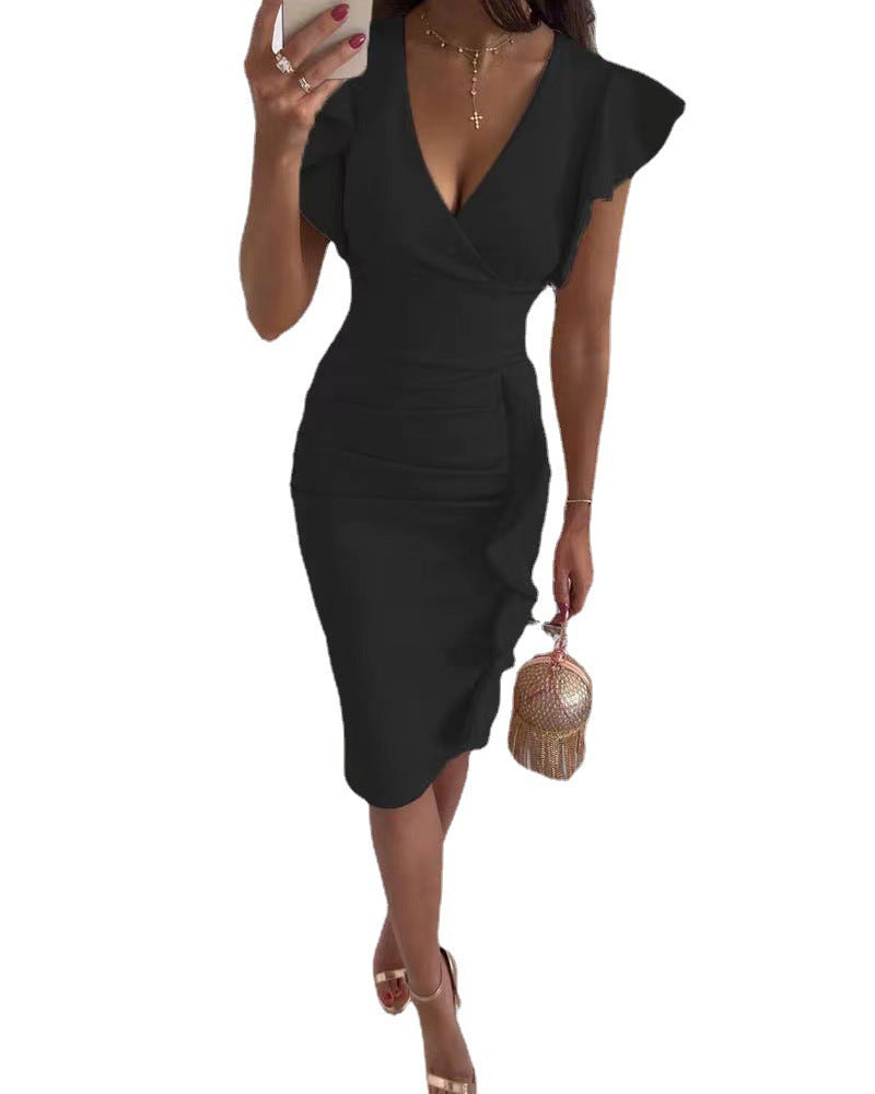 Damen Wickelkleid mit Rüschendetails Stalluxe