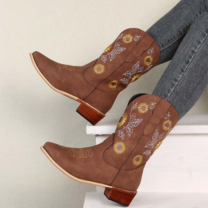 Damen Cowboystiefel mit verspieltem Blumenmuster Stalluxe