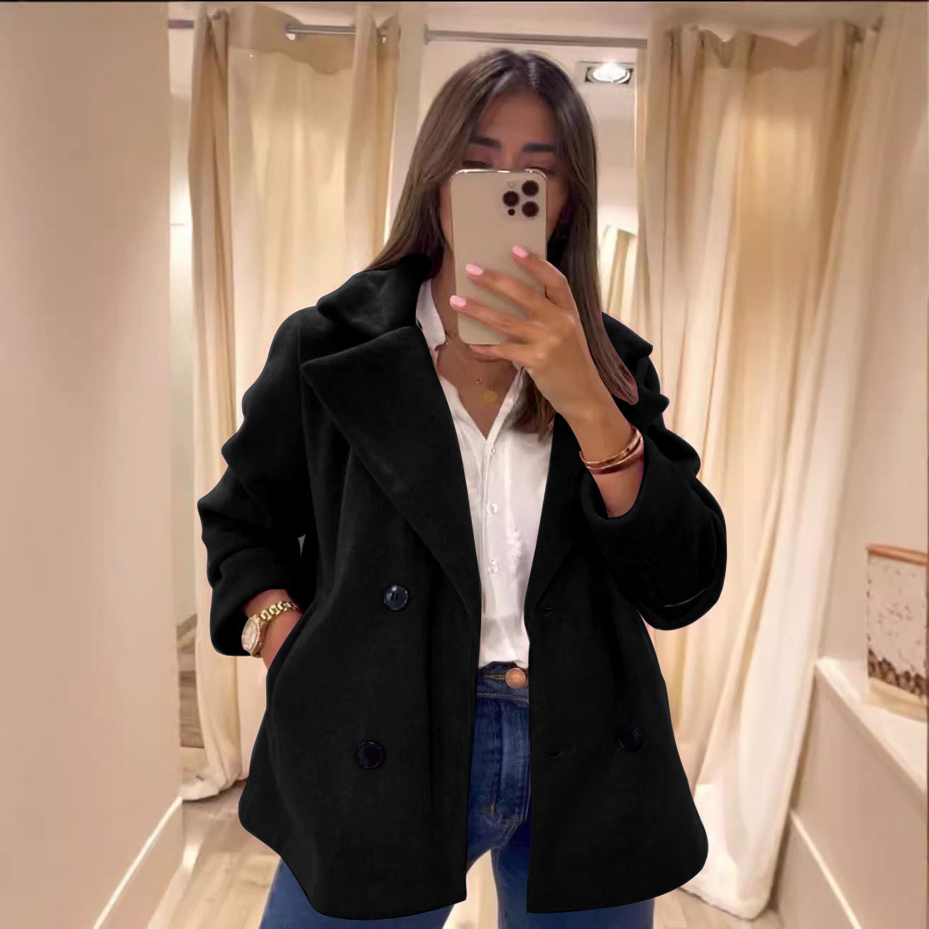 Women's Double-Breasted Peacoat Stalluxe