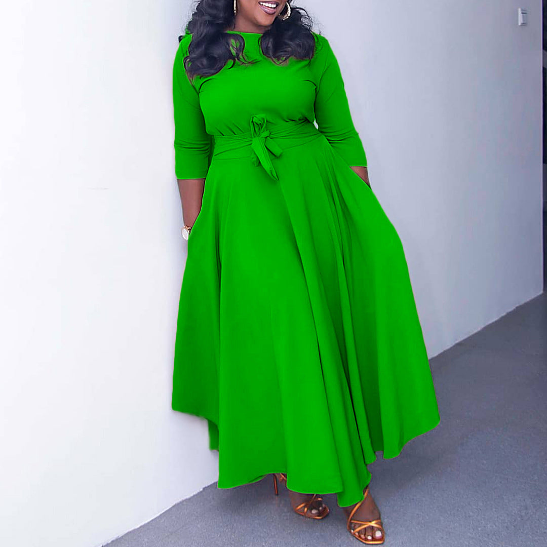 Damen Maxikleid mit Taillengürtel Stalluxe