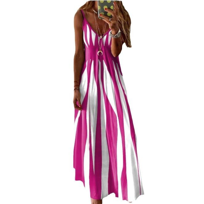 Damen Maxikleid mit modischem Streifenmuster Stalluxe