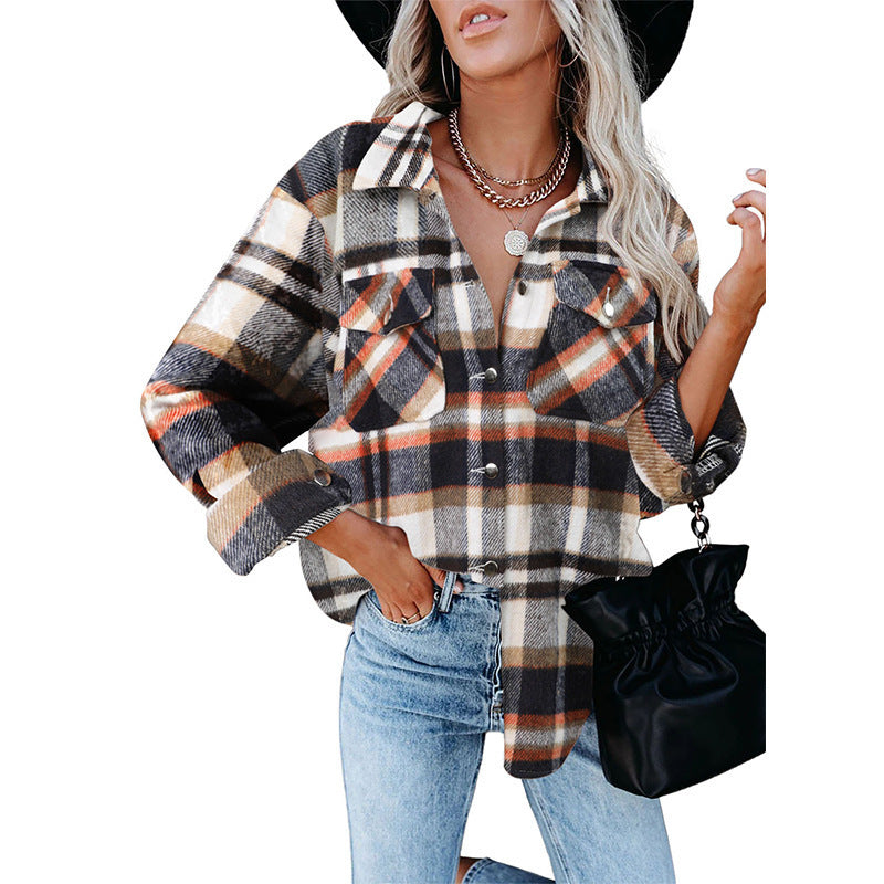 Damen karierte Flanelljacke mit praktischen Taschen und lässigem Schnitt Stalluxe