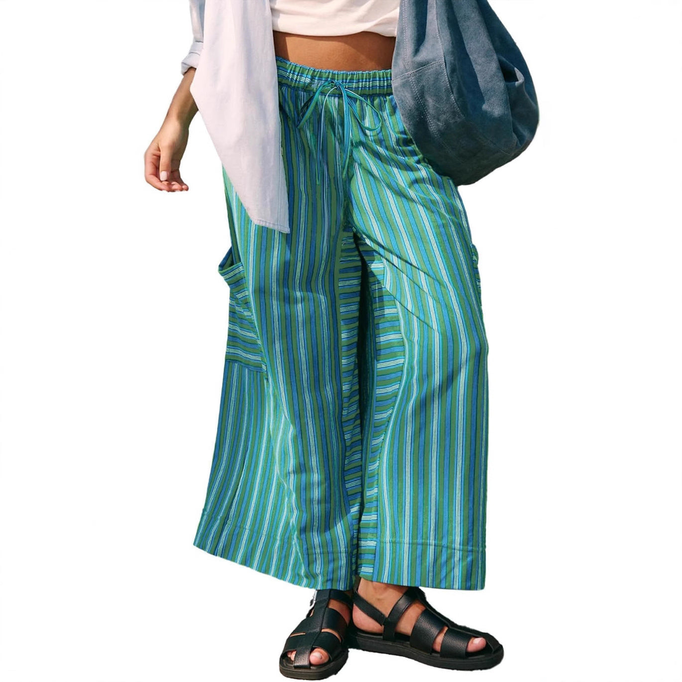 Women's Striped Wide-Leg Trousers Stalluxe