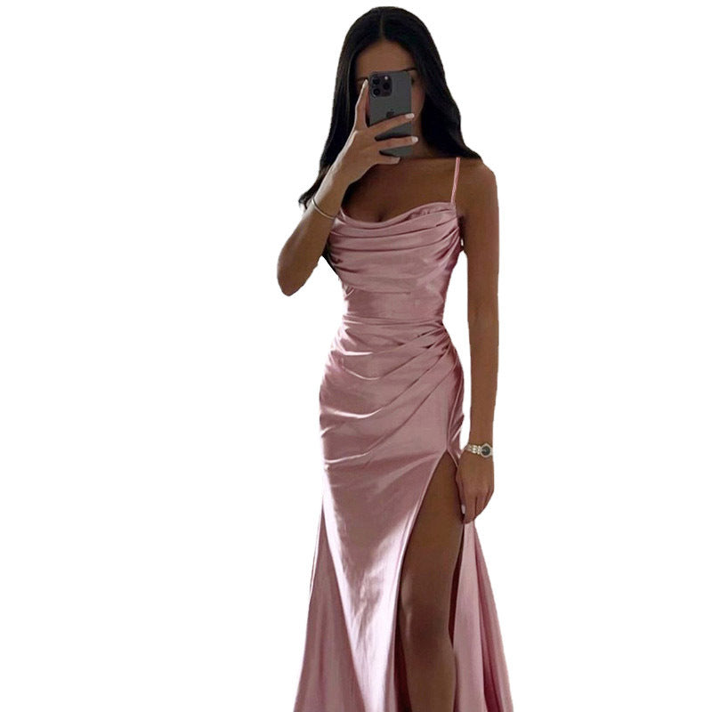 Damen Glamouröses Abendkleid mit seitlichem Schlitz und raffinierten Raffungseffekten Stalluxe