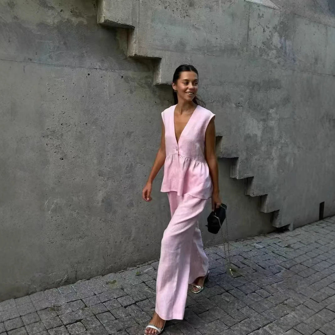 Damen Jumpsuit mit schickem V-Ausschnitt und fließendem Schnitt Stalluxe