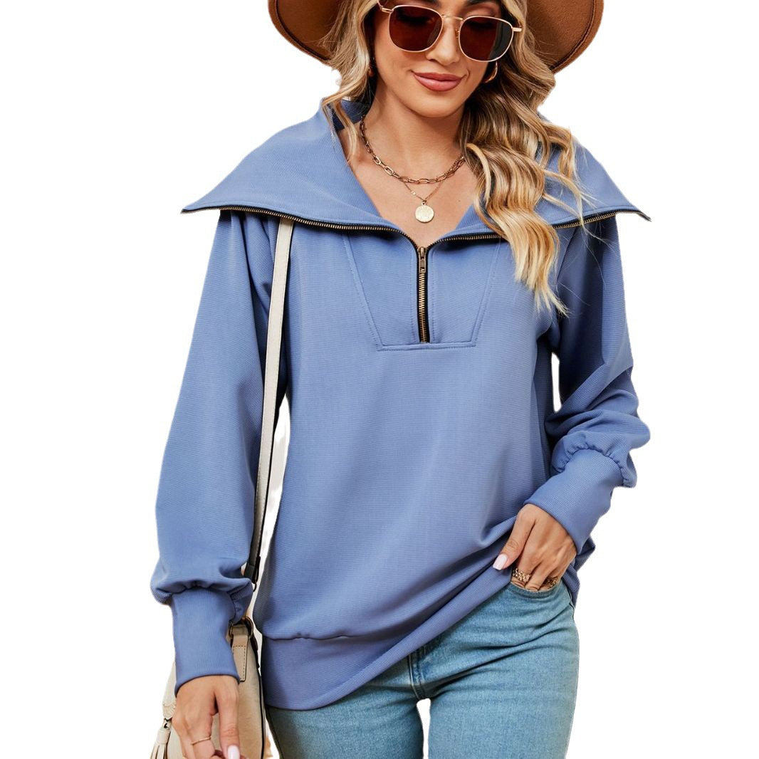 Damen Pullover mit modernem Stehkragen und Reißverschluss Stalluxe