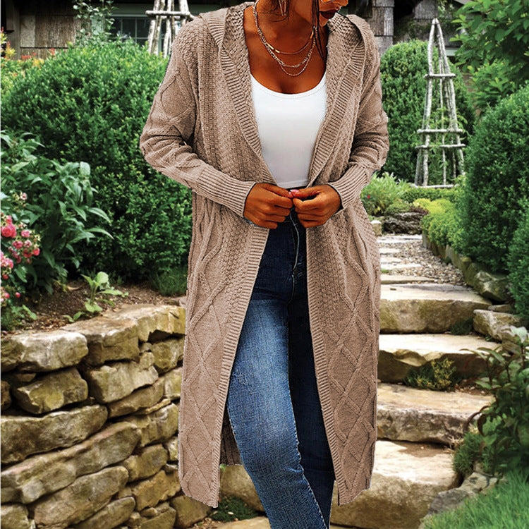 Damen Strickmantel mit gehäkeltem Zopfdesign und offenem Schnitt Stalluxe