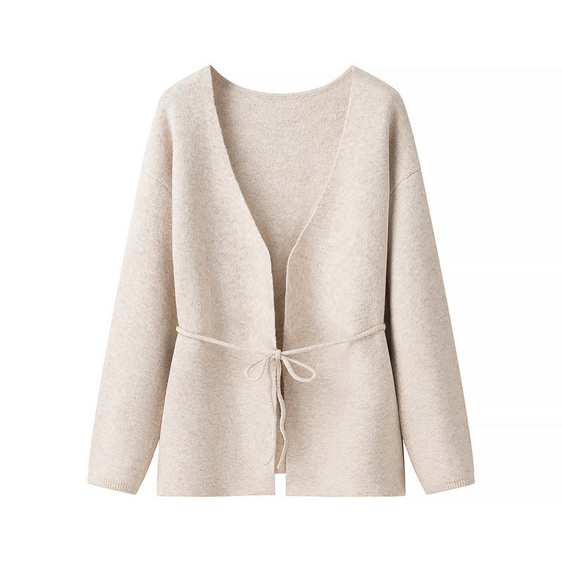 Damen komfortable Strickjacke mit Taillierung und weitem V-Ausschnitt Stalluxe