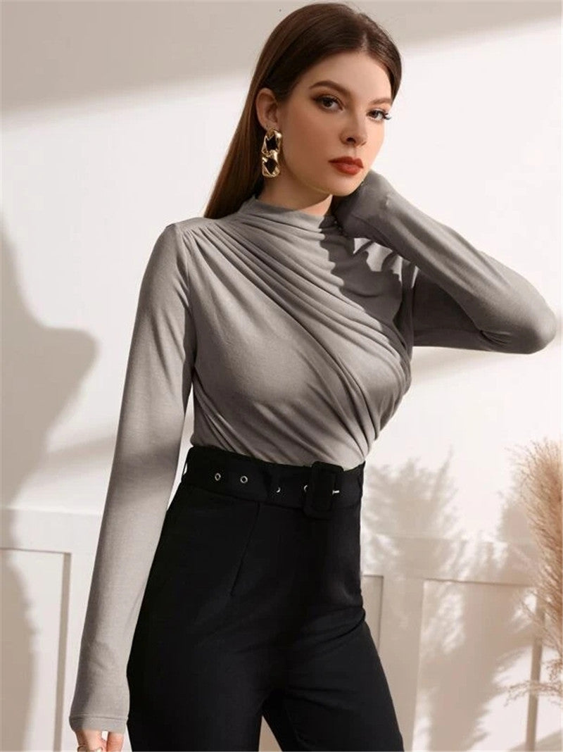 Damen Langarm-Shirt mit elegantem Wickeldesign Stalluxe