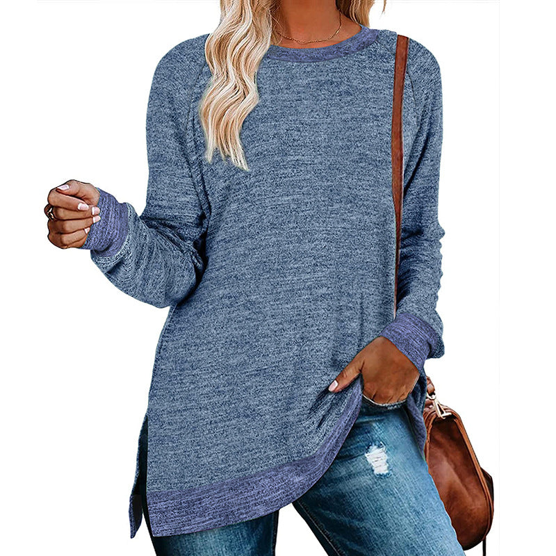 Damen lässiges Oversized Langarmshirt mit abgesetztem Saum Stalluxe