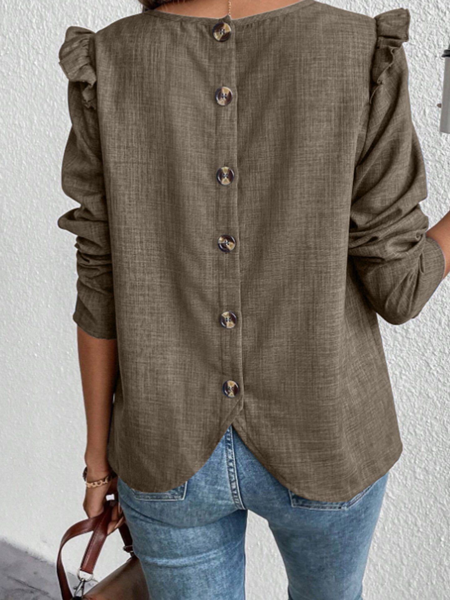 Damen Elegante Bluse mit Rüschendetails und Rundhalsausschnitt Stalluxe