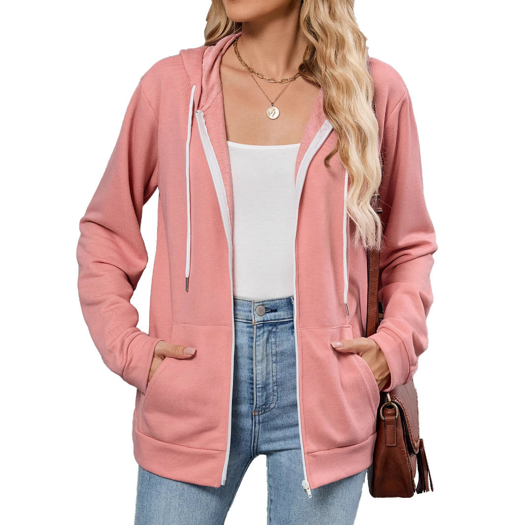 Damen Kapuzenjacke mit seitlichen Eingrifftaschen und kontrastierenden Reißverschlüssen Stalluxe