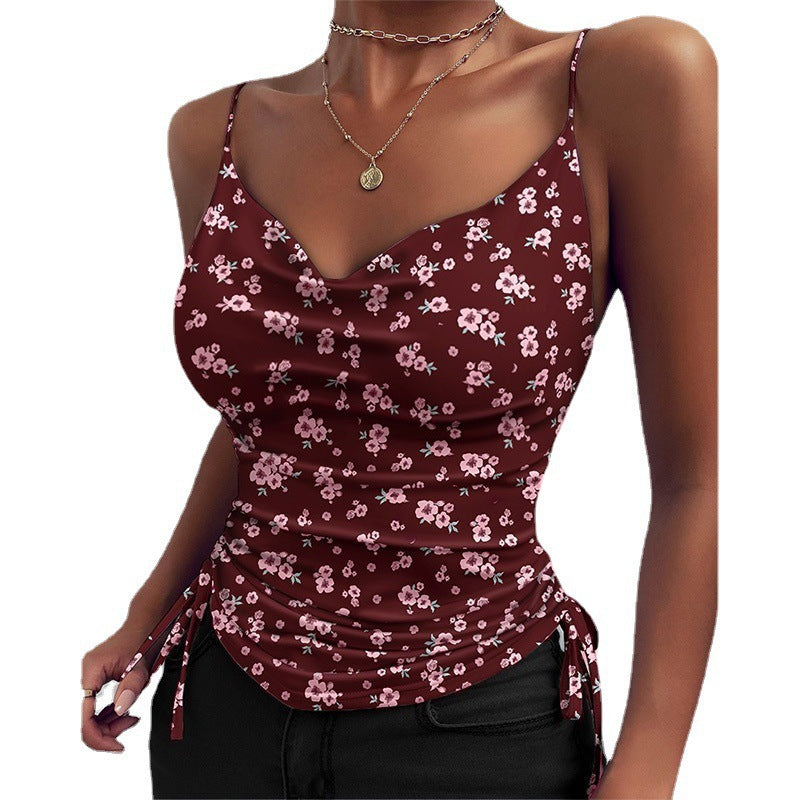 Damen modisches Satin-Spaghetti-Top mit Leopardenmuster und verstellbaren Rädchen Stalluxe