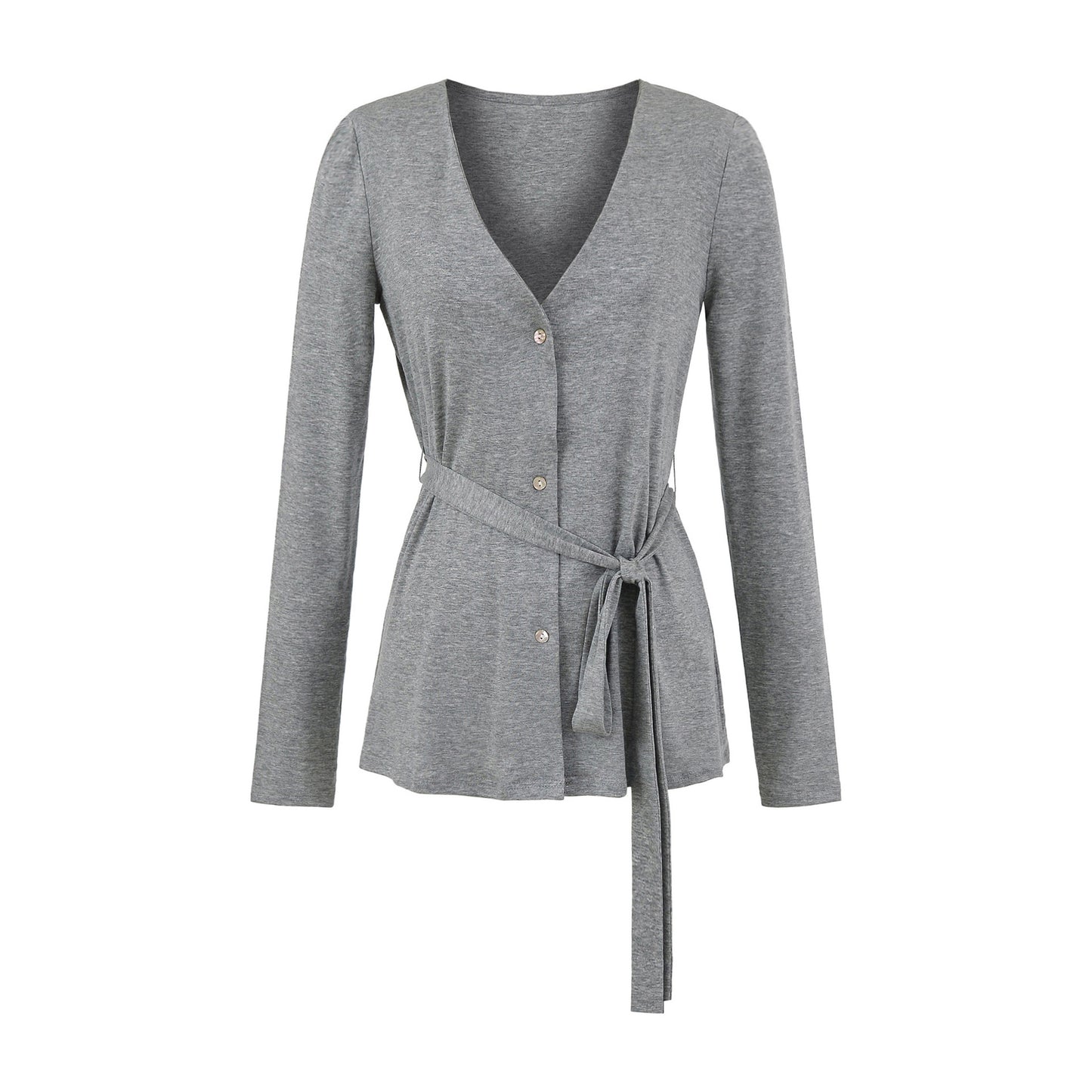 Damen elegante Strickjacke mit Taillengürtel und stilvollen Knopfdetails Stalluxe