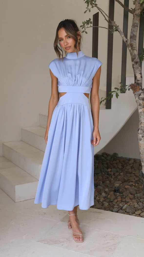 Damen Maxikleid mit elegantem Cut-Out und plissierten Details Stalluxe