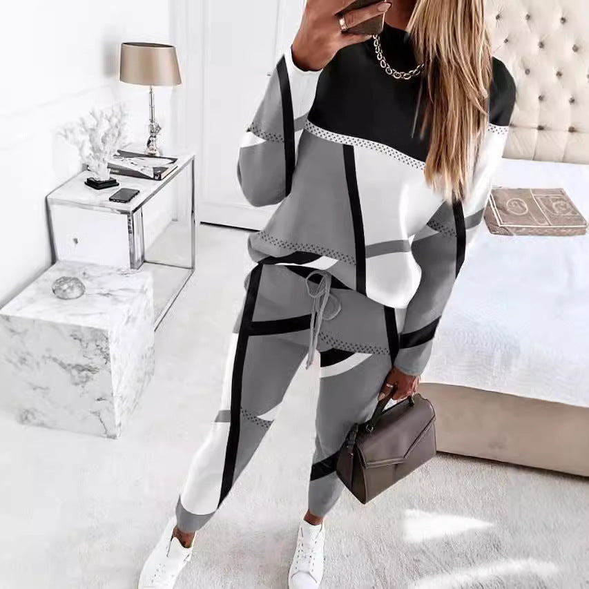 Damen modisches Sportanzug-Set mit grafischem Design Stalluxe