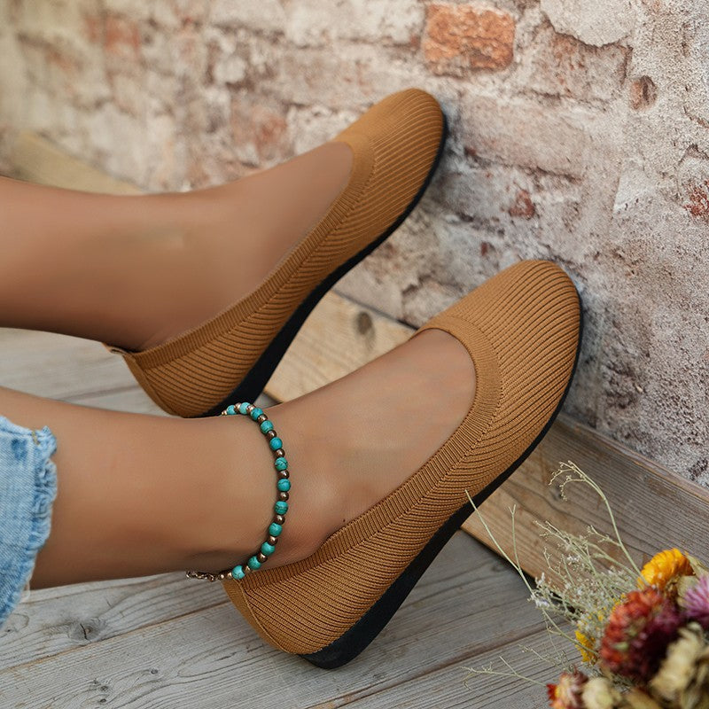 Damen Komfortable Strick-Ballerinas mit flexiblem Sohlenmaterial Stalluxe