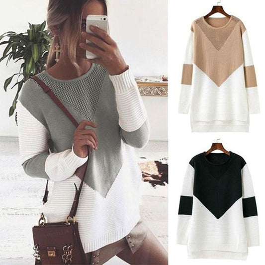 Damen Großer Strickpullover mit modernem geometrischen Design und atmungsaktiver Struktur Stalluxe