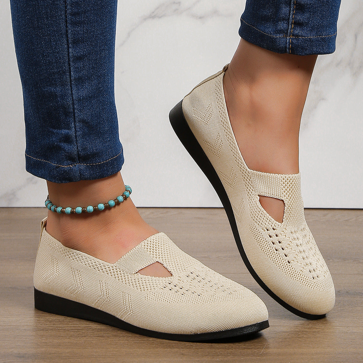 Damen atmungsaktive Slip-On Schuhe mit elastischem Obermaterial und rutschfester Sohle Stalluxe