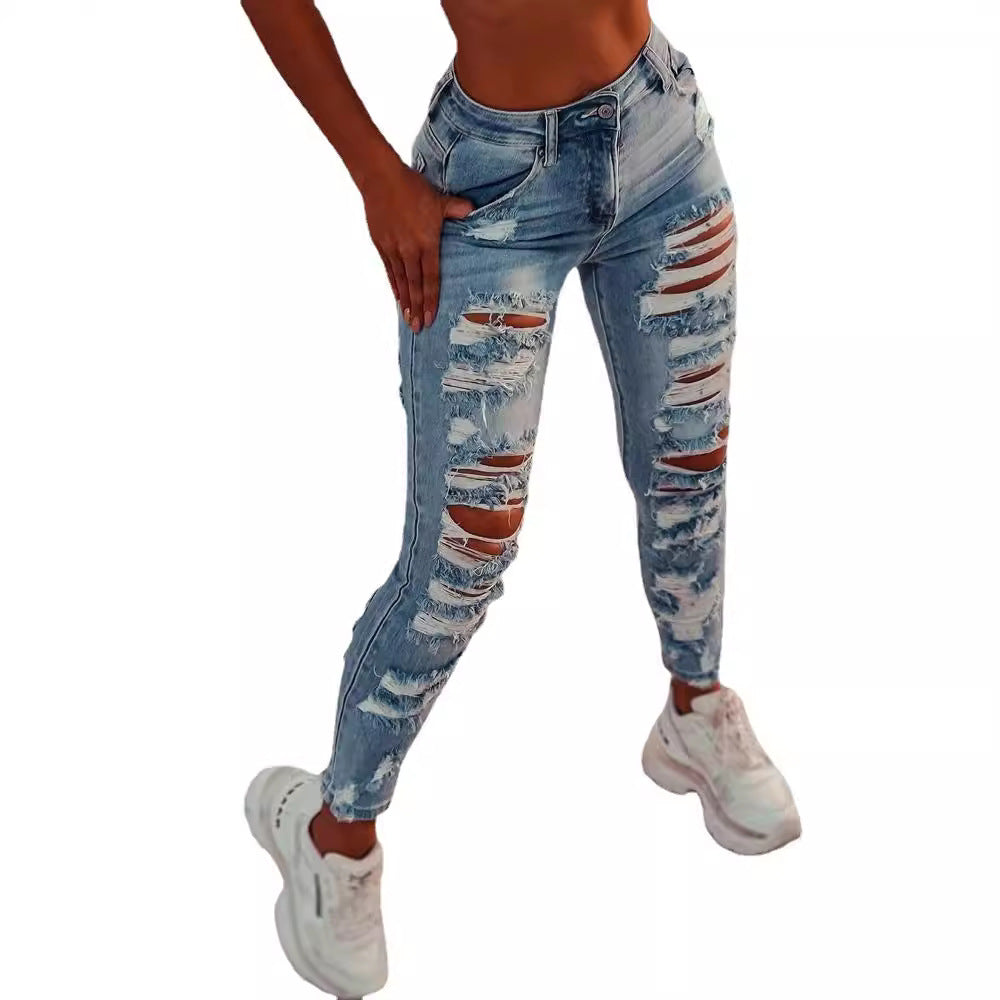 Damen Skinny-Jeans im distressed Look Stalluxe