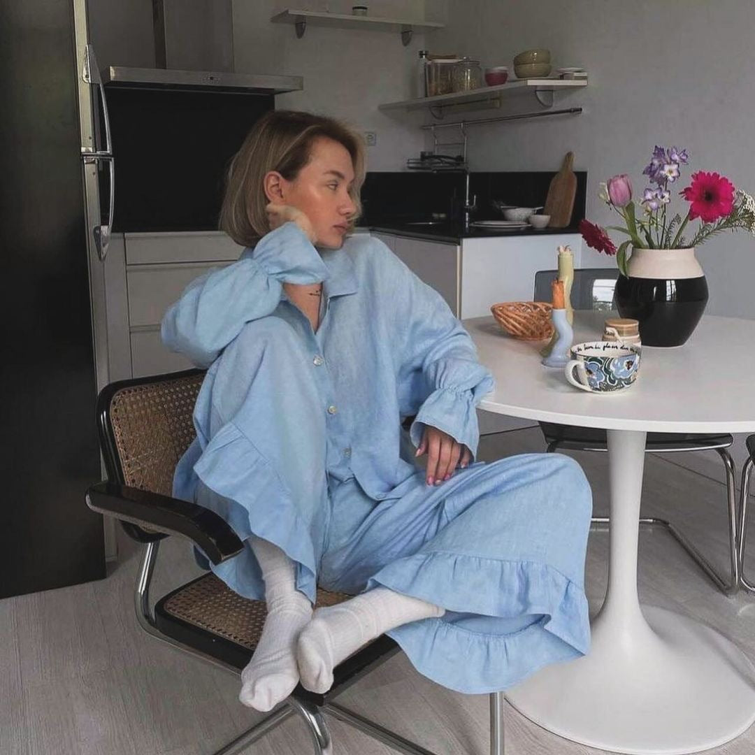 Damen lässiges Pyjama-Set aus atmungsaktiver Baumwolle Stalluxe