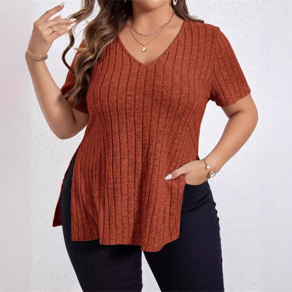 Damen lässiges V-Ausschnitt Oberteil mit strukturiertem Design Stalluxe