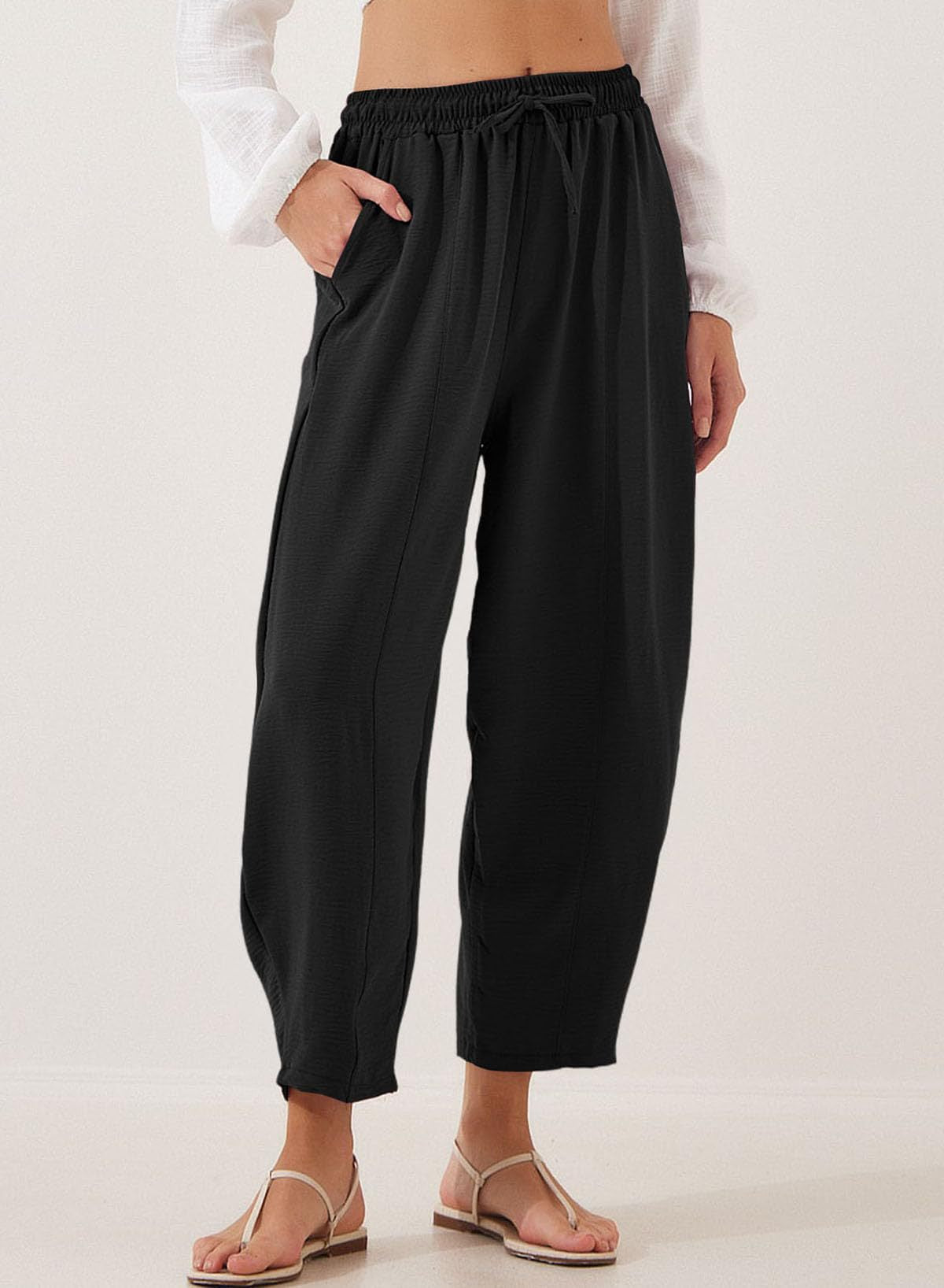 Damen entspannte Freizeithose mit elastischem Bund und praktischen Taschen Stalluxe