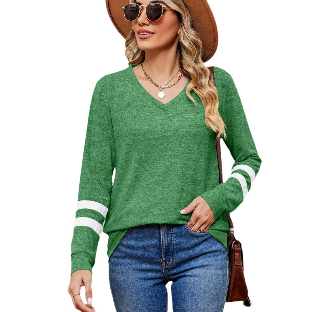 Damen V-Ausschnitt Sweatshirt mit grafischem Schulterdesign Stalluxe
