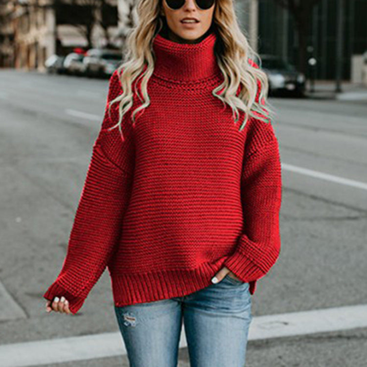 Damen Grobstrickpullover mit hohem Kragen und lässiger Passform Stalluxe