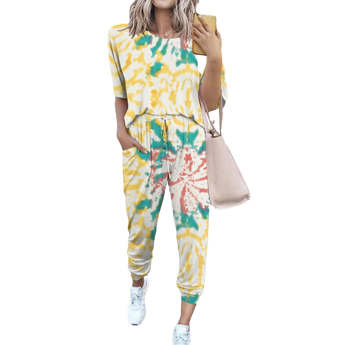 Damen Leichter Freizeit-Jumpsuit mit einem auffälligen Batik-Muster und praktischen Taschen Stalluxe