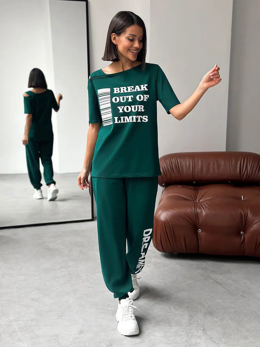 Damen modernes Sport-Set mit ausschnitt und grafischem Print Stalluxe
