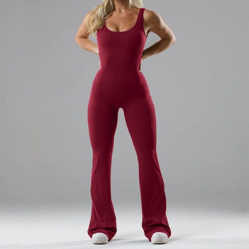 Damen Sportlicher Flared Jumpsuit mit weichem Material Stalluxe
