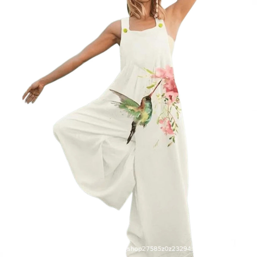 Damen Overall aus atmungsaktivem Baumwollmix mit buntem Floral-Motiv Stalluxe