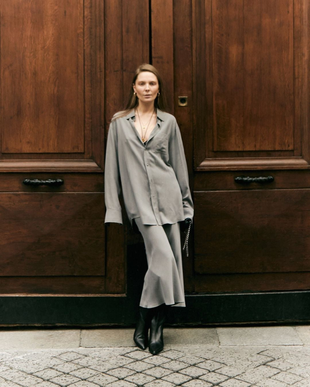 Damen stilvolles Oversized-Hemd und Palazzo-Hose-Set Stalluxe