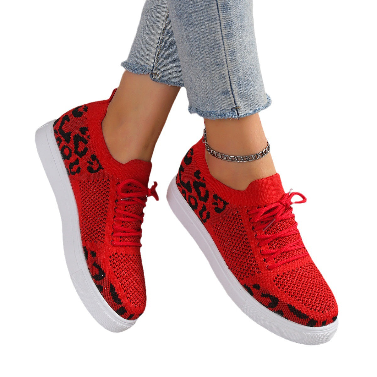 Damen Sneaker mit atmungsaktivem Mesh-Obermaterial und trendigem Tiermuster Stalluxe