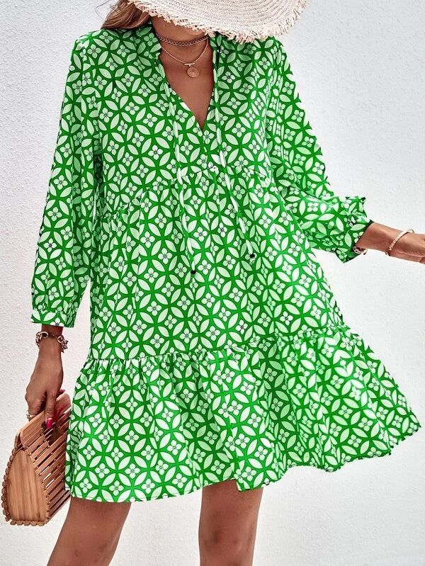 Damen Boho-Style Sommerkleid mit fließendem Schnitt und Rüschendetails Stalluxe